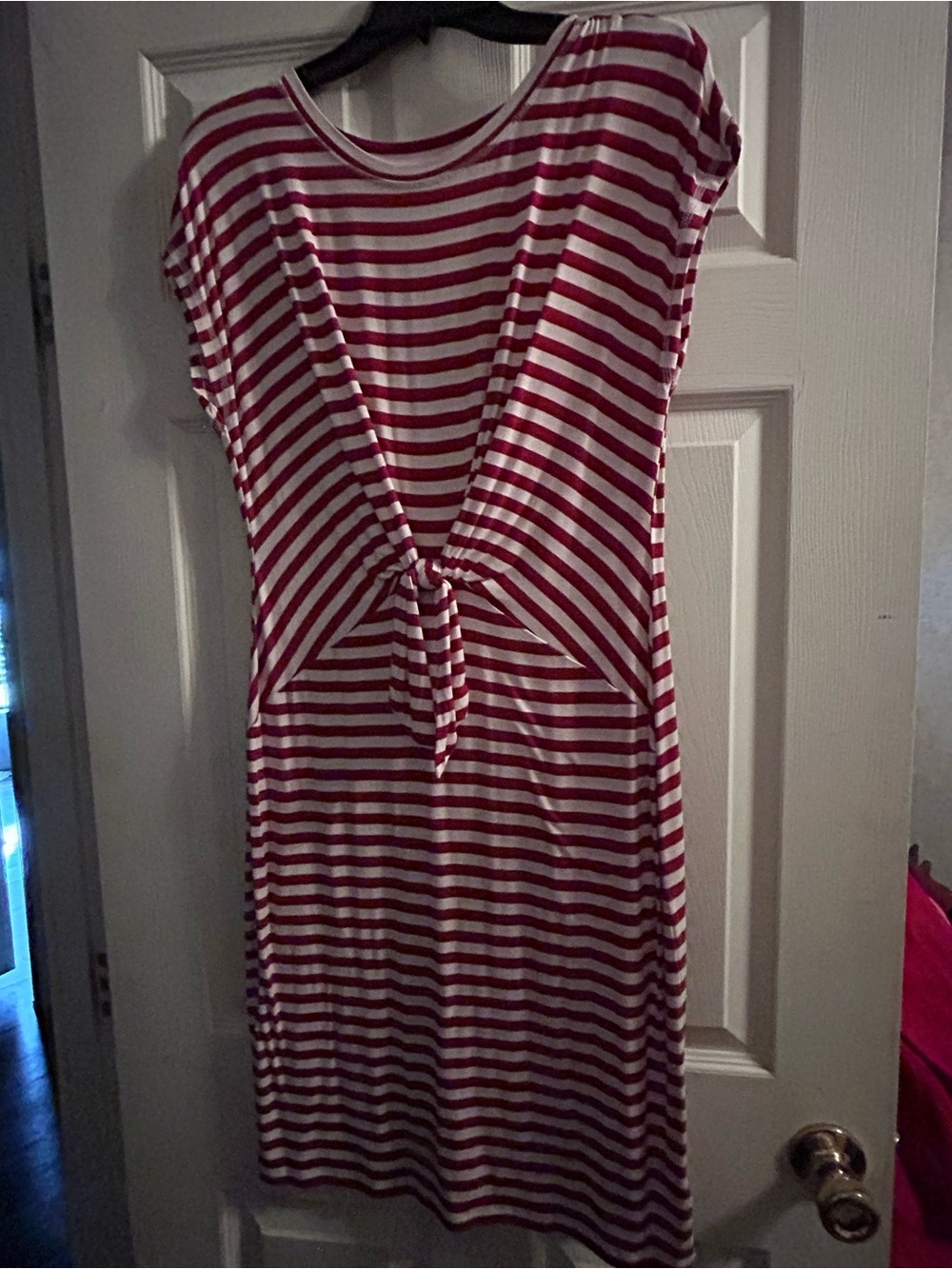 Liz Claiborne Red & White Striped Tie-Front Midi Dress